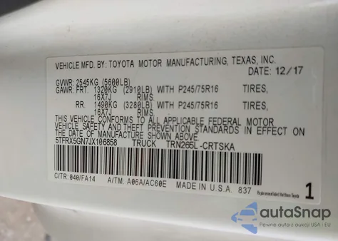 2018 Toyota Tacoma Sr из США, поврежденный, VIN 5TFRX5GN7JX106858